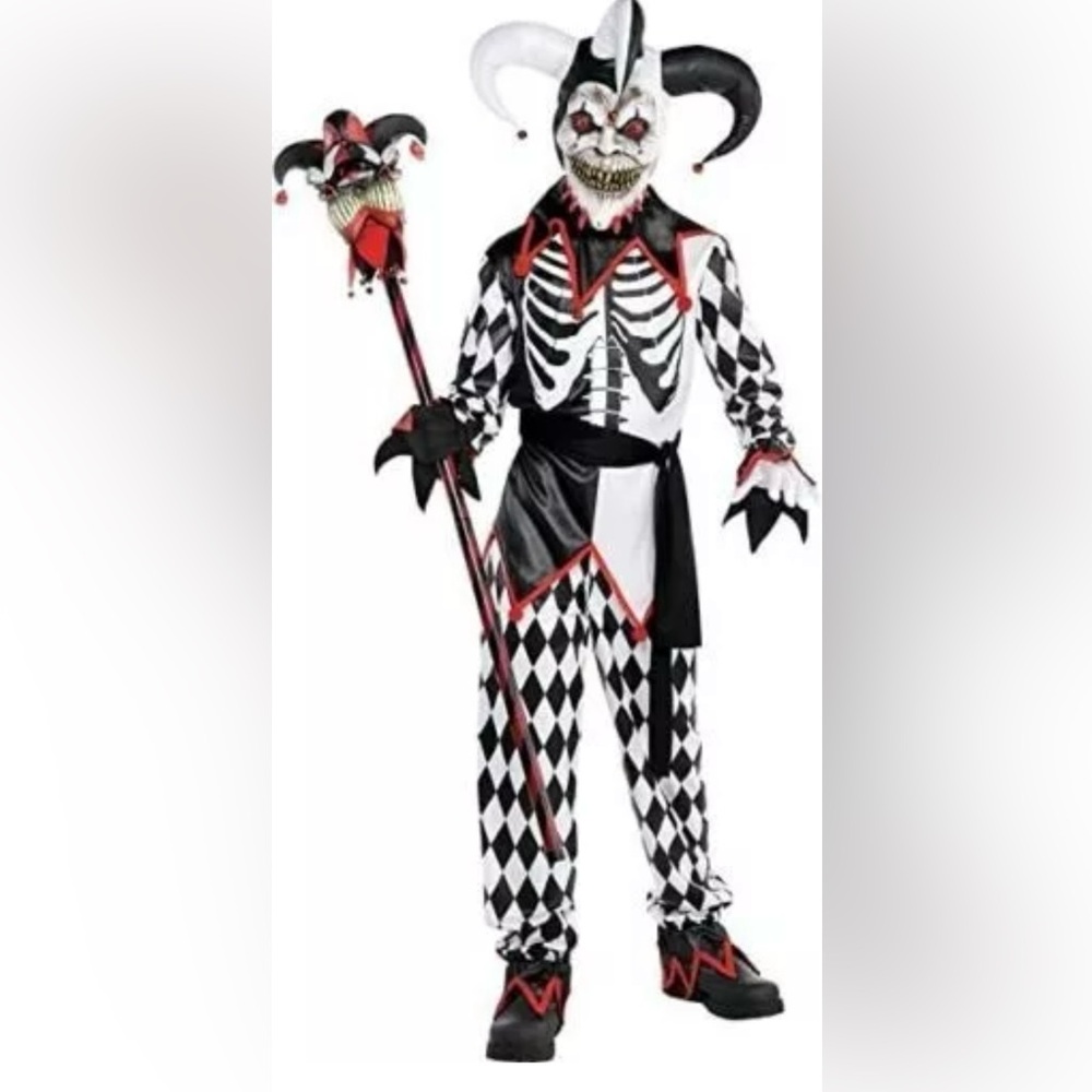 *NEW* SINISTER JESTER Halloween 5 Piece Costume for Boys - Medium 8-10 Dress Up